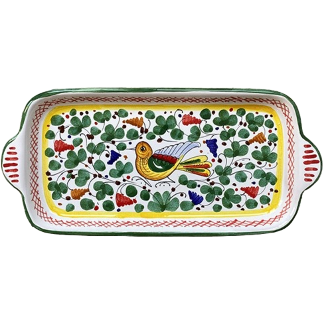 Plat 28 cm Oiseau Fleurs Vert