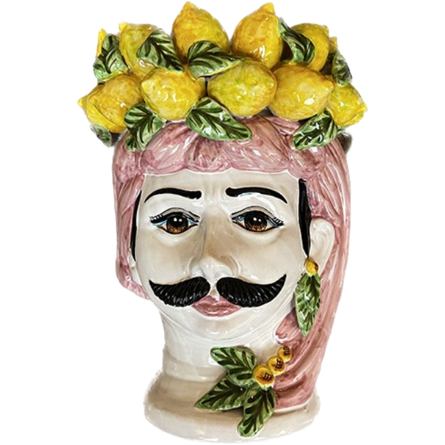 Large Sicilian Limoni man Rose vase