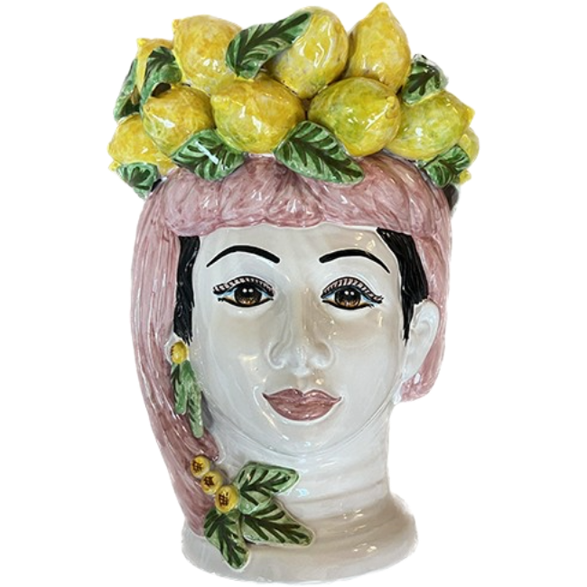 Grand vase Sicilien Limoni femme Rose