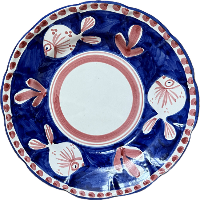 Assiette Amalfi 20cm Poisson Bleu et Rouge