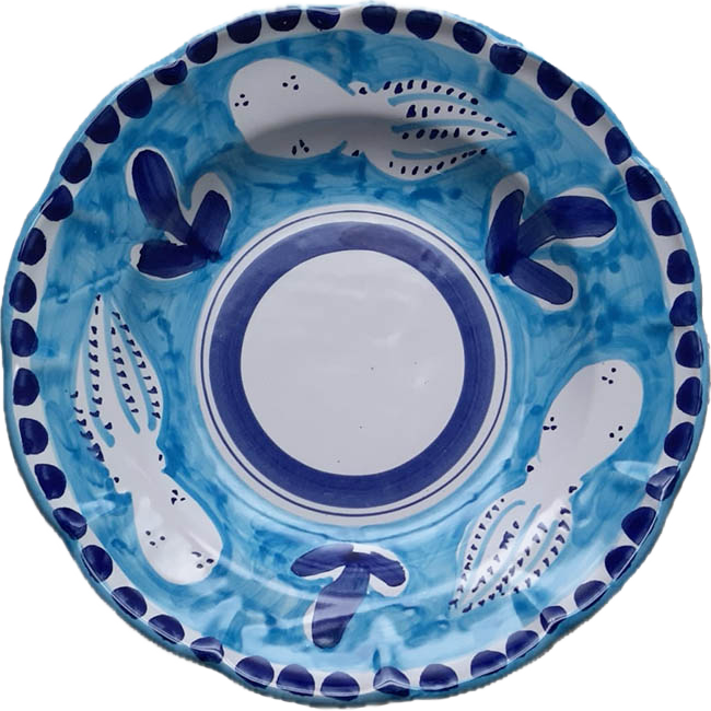 Assiette Amalfi Pasta 25 cm Poulpe Bleu Ciel