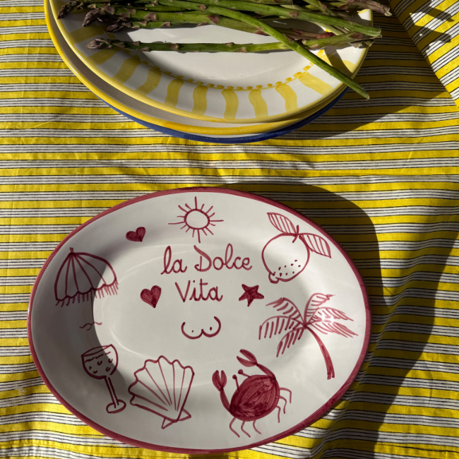 Plat ovale Dolce Vita Bordeaux 32 cm
