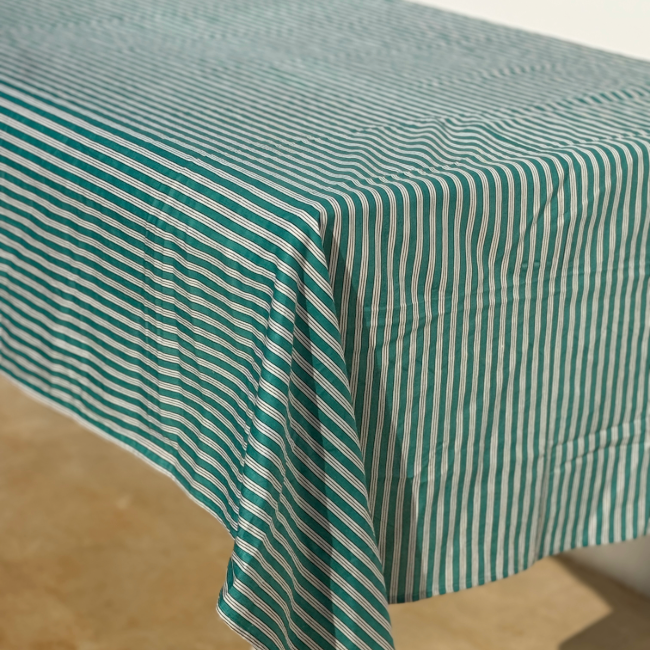 Green Striped Tablecloth
