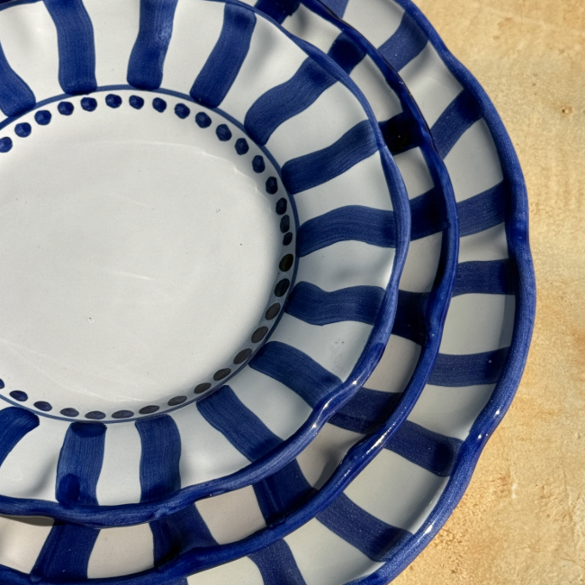 Assiette Sole 16 cm Rayure Bleu