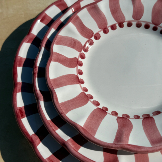Plat Ovale Sole 30 cm Rayure Bordeaux