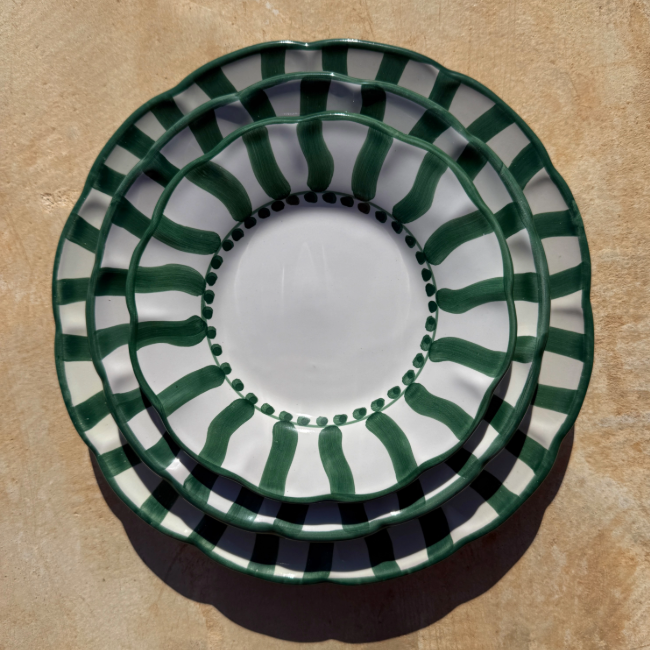 Assiette Sole 25 cm Rayure Verte