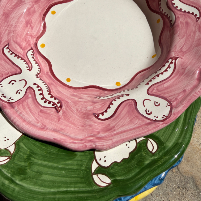 Assiette Positano Pasta 24cm Poisson Bleu