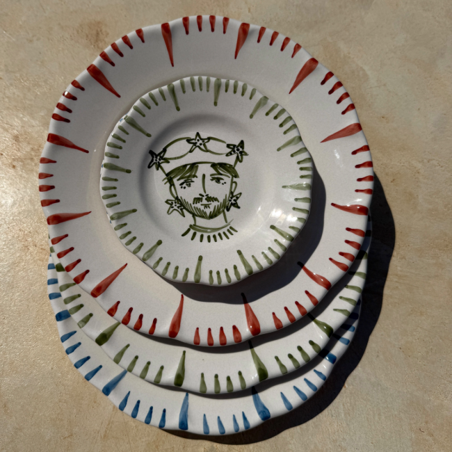 Re Di Sicilia Plate 25cm Green Rim