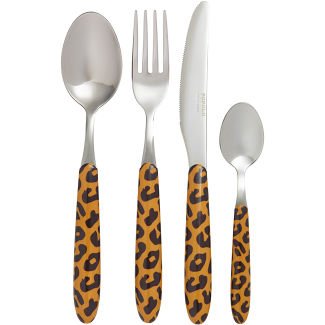 Set of 4 Leopard Cutlery
