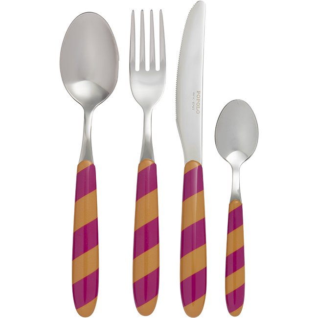 Set de 4 couverts rayures ocre
