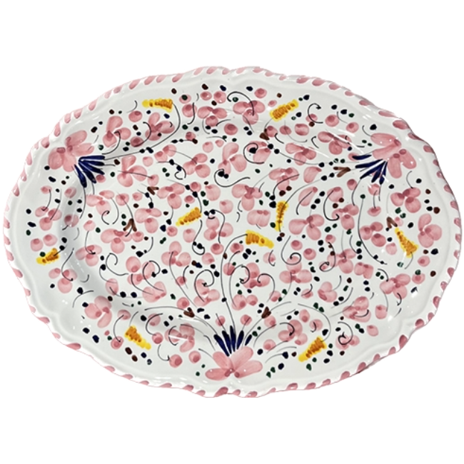 Plat Ovale Deruta 32 cm Rose