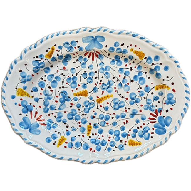 Deruta Oval Plate 32 cm Turquoise