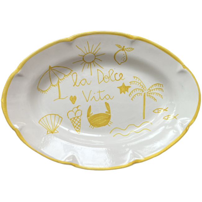 Dolce Vita Yellow Oval Plate 32 cm