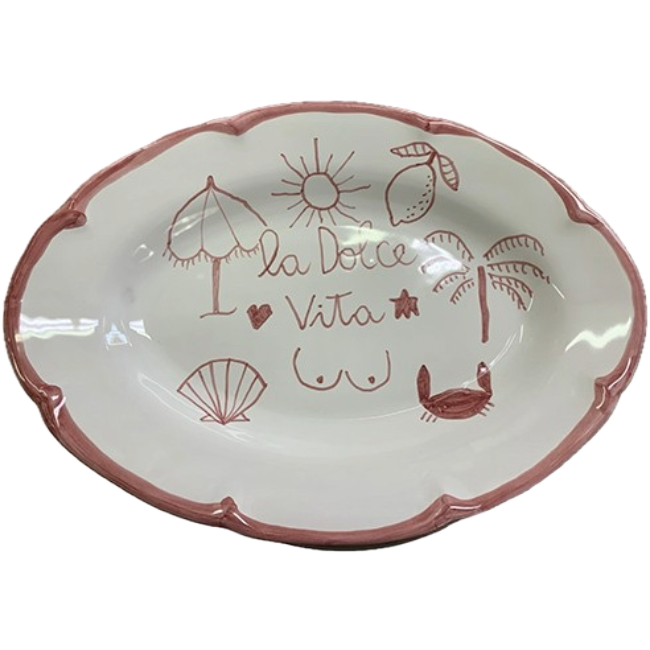 Dolce Vita Rosa Oval Plate 32 cm