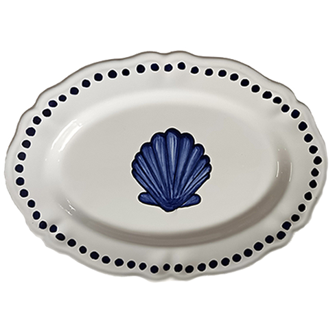 Plat Ovale Estate 32 cm Coquillage Bleu