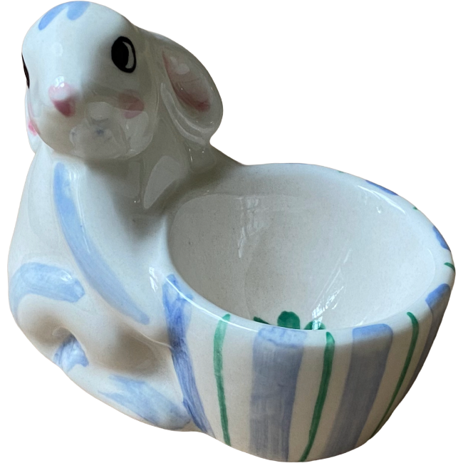 Coquetier Lapin Rayure Bleue