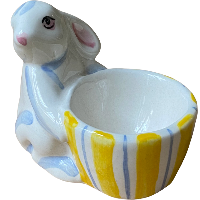 Coquetier Lapin Rayure Jaune