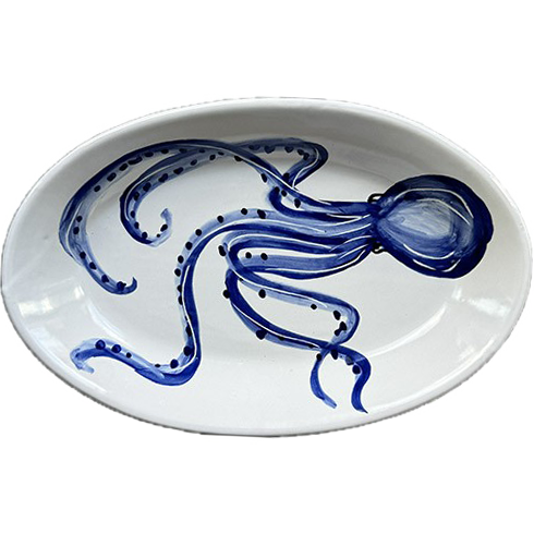 Plat Ovale Mare 30 cm Poulpe Bleu