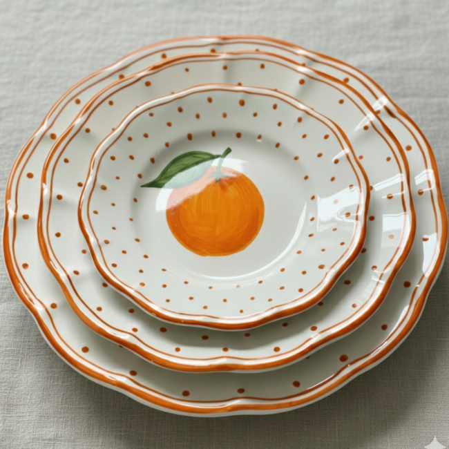 Assiette 20cm Plumetis Orange Fruit