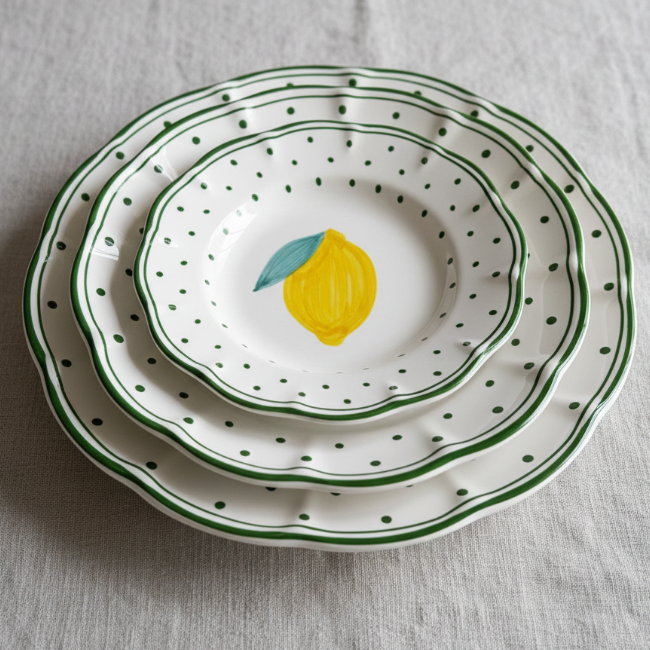 Assiette 20cm Plumetis Vert Citron
