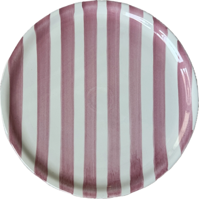 Round Pizza Plate Pink Stripes