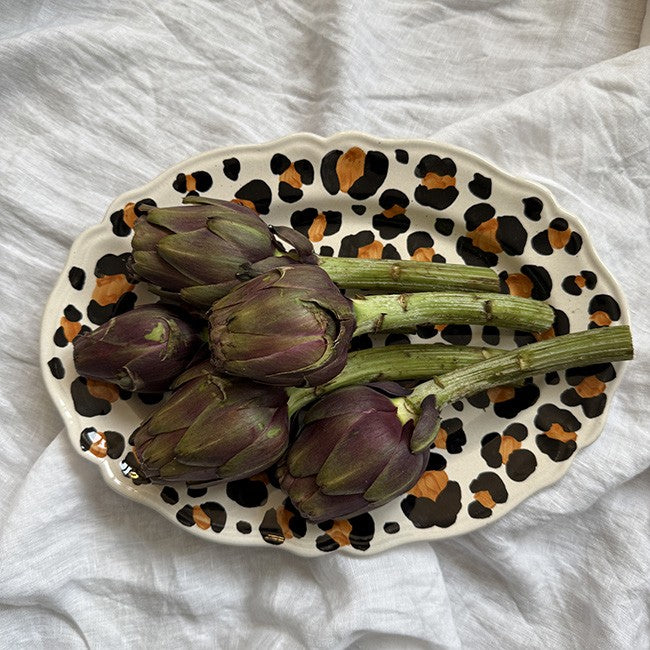 Plat ovale Leopardo 32 cm – Céramique Artisanale Italienne