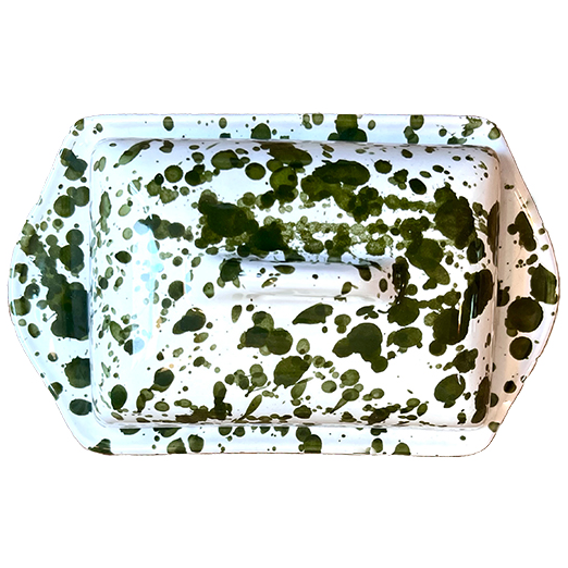 Large Green Points Butter Dish