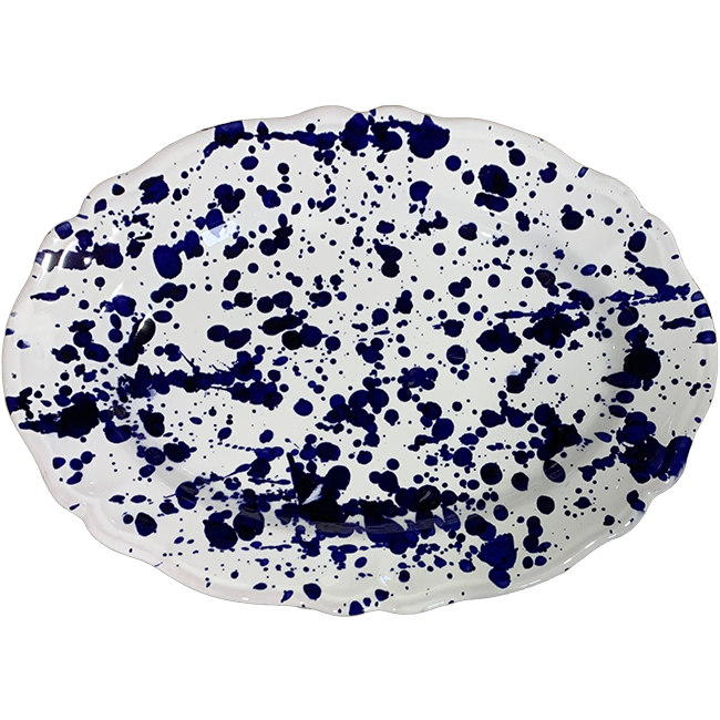Oval Plate Dots 32 cm Blue