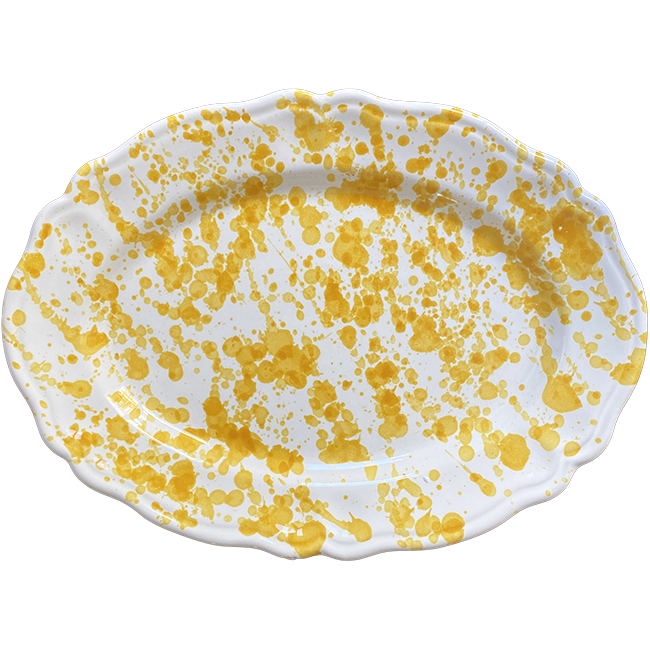 Plat Ovale Points 32 cm Ocres