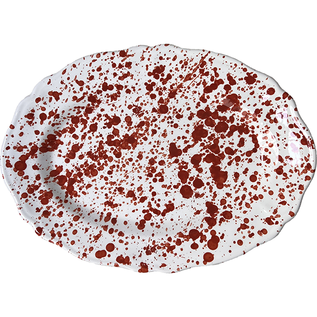 Oval Plate Dots 32 cm Dark Terracotta