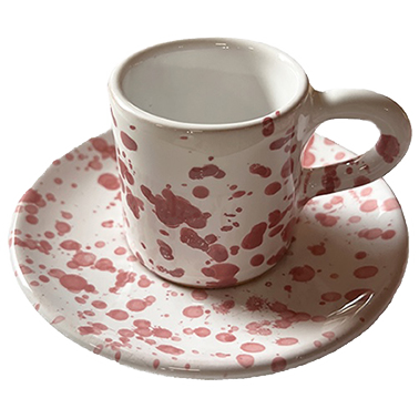 Tasse à café et sous tasse Points Roses