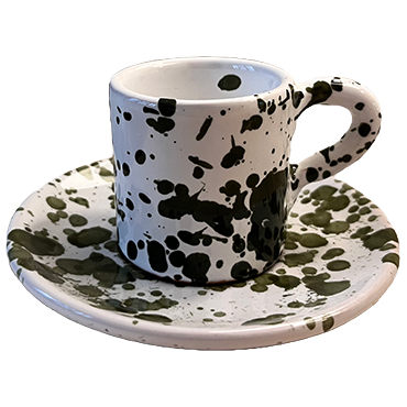 Tasse à café et sous tasse Points Verts