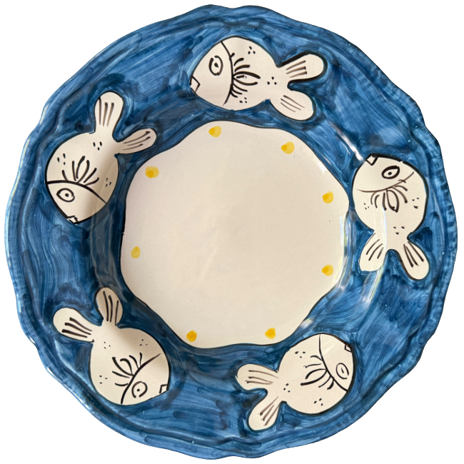 Assiette Positano Pasta 24cm Poisson Bleu