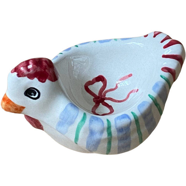 Coquetier Poule Rayure Bleue