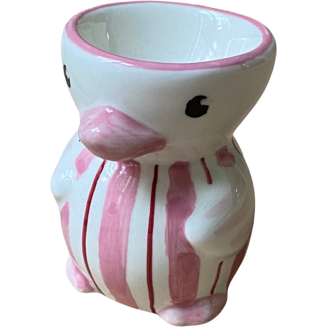 Coquetier Poussin Rayure Rose