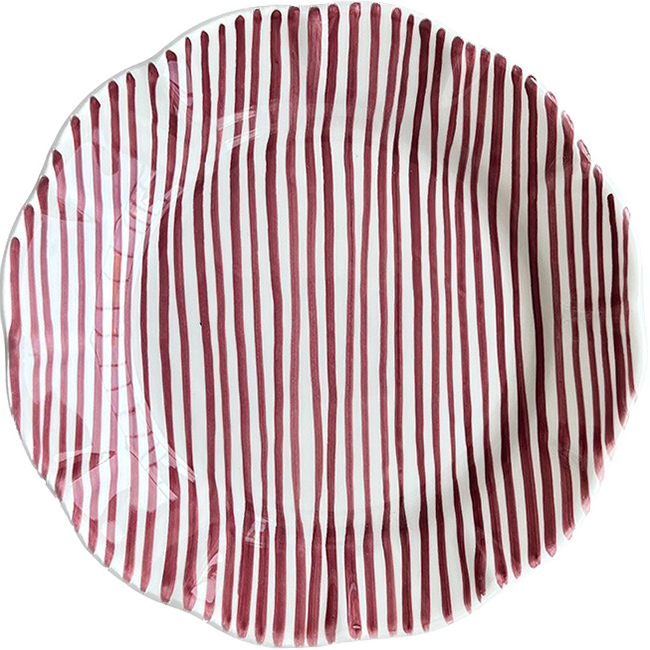 Assiette Rayure Fine 20 cm Bordeaux
