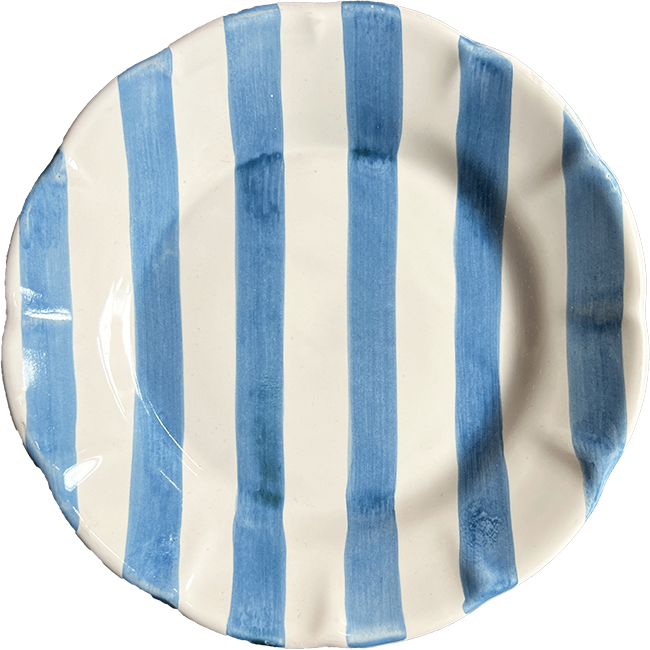 Assiette Rayure 16 cm Turquoise