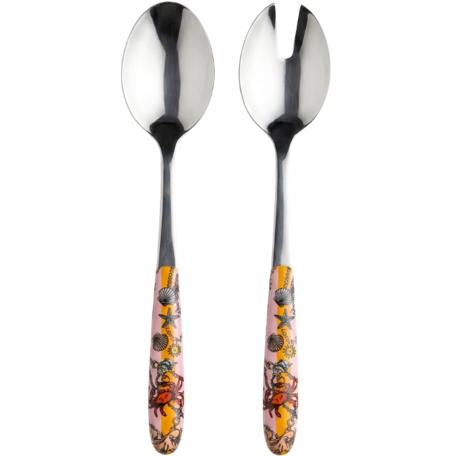 Set of 4 green striped cutlery