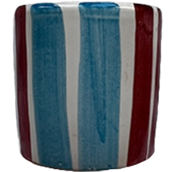 Blue and Red Striped Coffee Cup