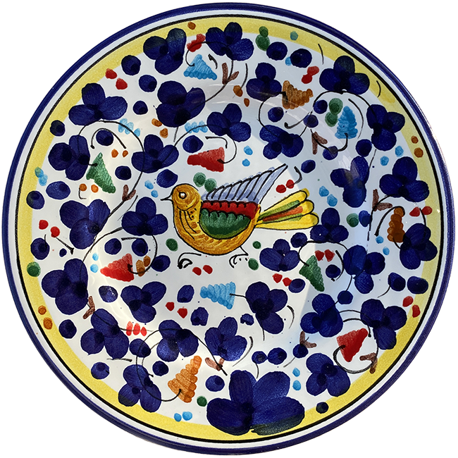 Bird Plate 20 cm Navy Blue Flowers