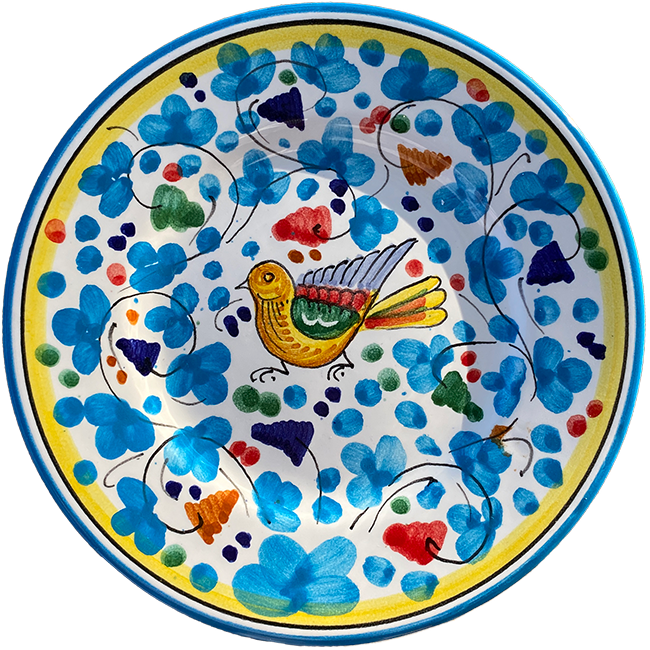 Bird Plate 20 cm Sky Blue Flowers