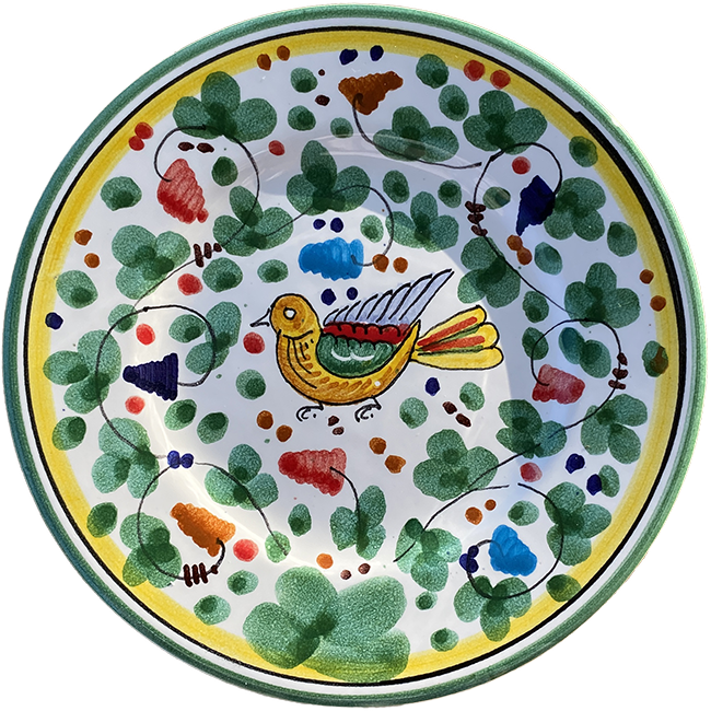 Bird Plate 20 cm Green Flowers