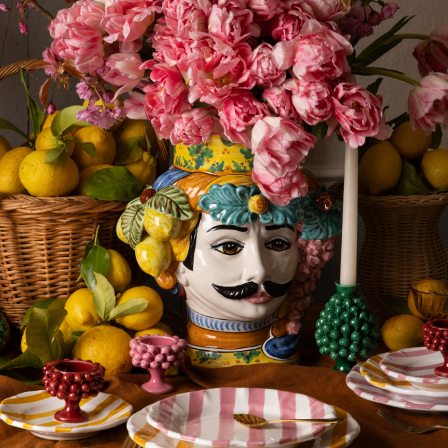 Large Sicilian Man Fruit Vase