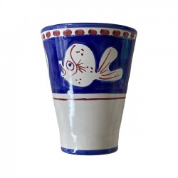 Blue Cup 11cm with fish draw