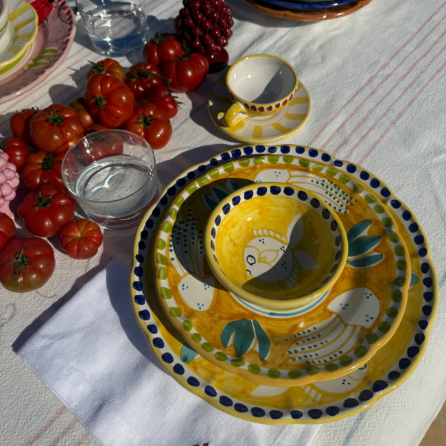 Assiette Amalfi Pasta 24cm Méduse Jaune