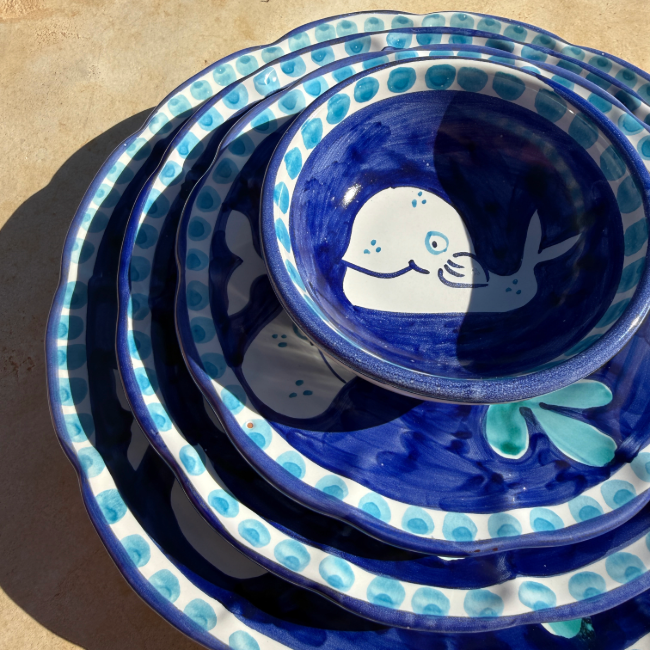 Assiette Amalfi Pasta 24 cm Baleine Bleue