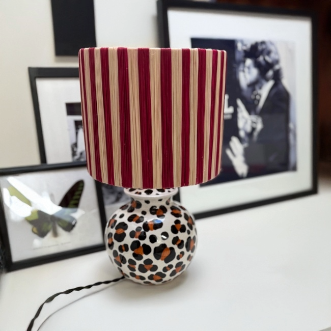 Abat-Jour Rayures Bordeaux Petit