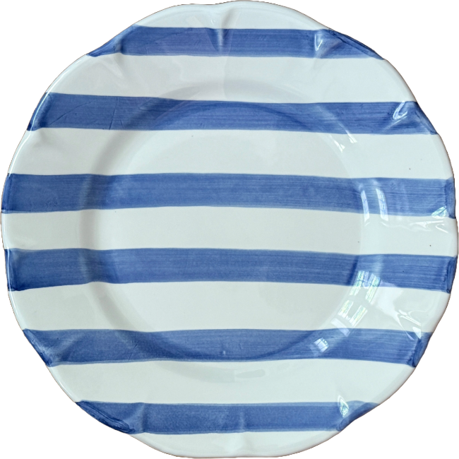 Assiette Rayure Bleu Ciel 25 Cm