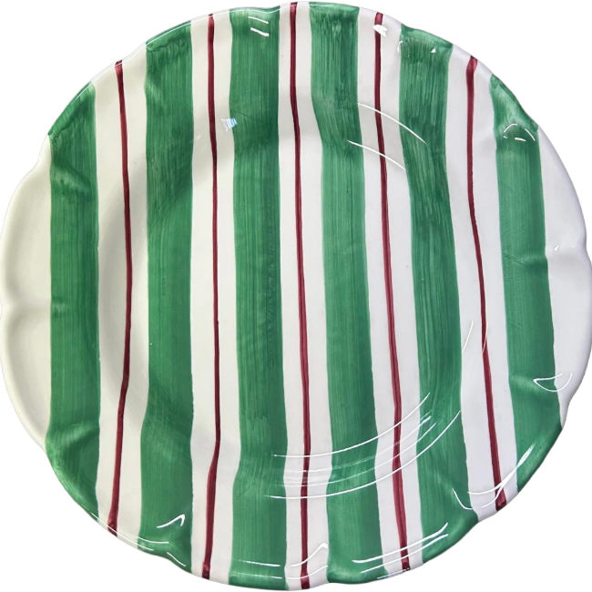 Green Striped Pasta Plate Lettini