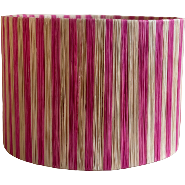 Abat-Jour Rayures Rose en Raphia
